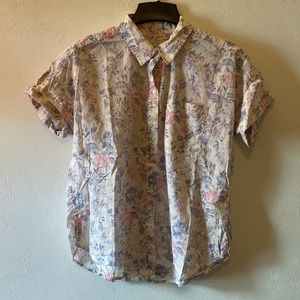 Lucky Brand Women’s Short Sleeve Button Down Shirt Size M